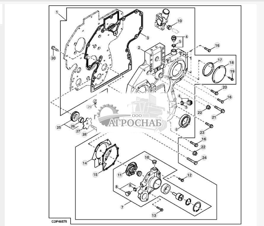 TIMING GEAR COVER, WATER PUMP 
